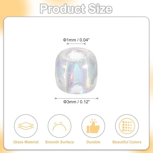 UXCELL 2000 PCS Glass Seed Beads Beads ، 3MM MINI MINI GLASS BUGLE BEADS للأقراط DIY ، وقلادات ، وأساور ، وصنع المجوهرات ، وأبيض صافٍ in Kuwait