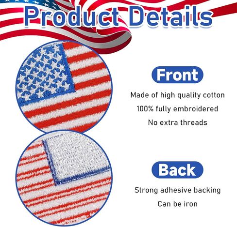 2 PCS Premium USA Flag Patches للزي العسكري: شعارات الروح المعنوية التكتيكية مع تصميم الخطاف والحلقة/الوردي in Kuwait