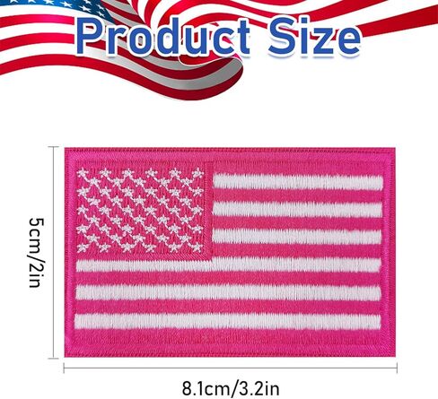 2 PCS Premium USA Flag Patches للزي العسكري: شعارات الروح المعنوية التكتيكية مع تصميم الخطاف والحلقة/الوردي in Kuwait