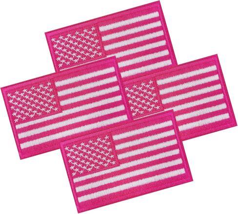 2 PCS Premium USA Flag Patches للزي العسكري: شعارات الروح المعنوية التكتيكية مع تصميم الخطاف والحلقة/الوردي in Kuwait