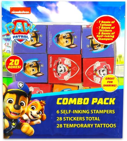 Paw Patrol Party Party مجموعة كبيرة ~ حزمة مع 60 قطعة حفلة تفضيل مع الملصقات والوشم والطوابع لأطفال عيد ميلاد | صناديق جائزة PAW Patrol Classroom in Saudi Arabia