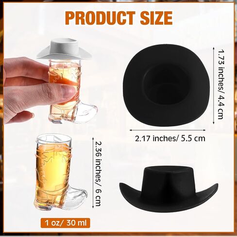 Sumind 40 Pieces Cowboy Cowgirl Party Decorations Supplies Included 20 Pcs Plastic Mini Western Hats Shaped Cup Lids and 20 Pcs 1 oz Miniature Cowboy Boot Shot Shaped Wine Glasses in Saudi Arabia