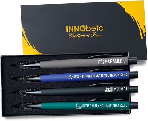 InnoBeta Funny Paramedic Gifts, Gifts for EMT and EMS on National Emergency Medical Technician Day and International Paramedics Day, Ballpoint Pen Set of 4, Perfect for Christmas & Birthday in Saudi Arabia