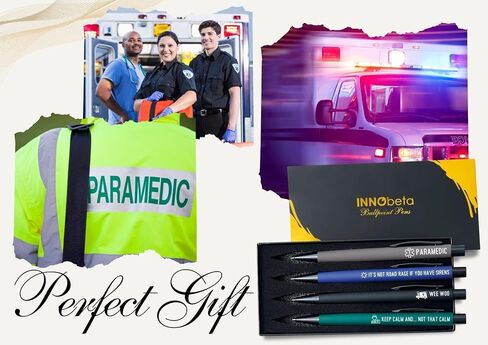 InnoBeta Funny Paramedic Gifts, Gifts for EMT and EMS on National Emergency Medical Technician Day and International Paramedics Day, Ballpoint Pen Set of 4, Perfect for Christmas & Birthday in Saudi Arabia