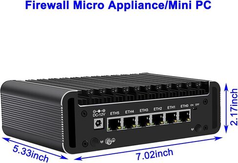 Firewall Micro Appliance, Fanless Mini PC Intel N100 Quad Core, VPN, Router PC, AES-NI, 4 Intel 2.5GbE I226-V LAN, 8GB DDR5 RAM 128GB SSD in Saudi Arabia