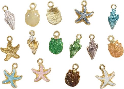 15pcs Starfish Conch Seashell Pendants لصنع المجوهرات Make Diy Ocean موضوع السحر للمينا للحرف اليدوية Sear Shell Conch Charms المعلق in Kuwait