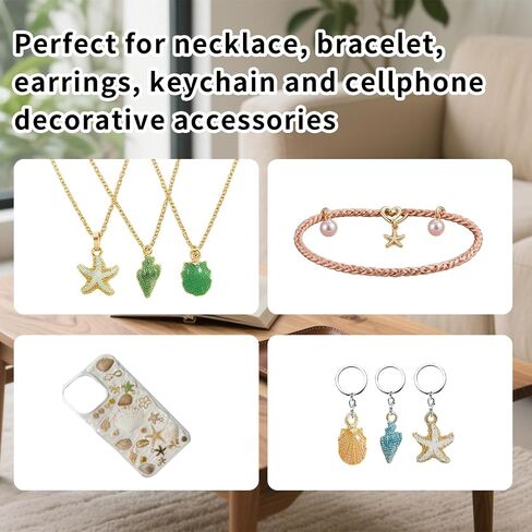 15pcs Starfish Conch Seashell Pendants لصنع المجوهرات Make Diy Ocean موضوع السحر للمينا للحرف اليدوية Sear Shell Conch Charms المعلق in Kuwait