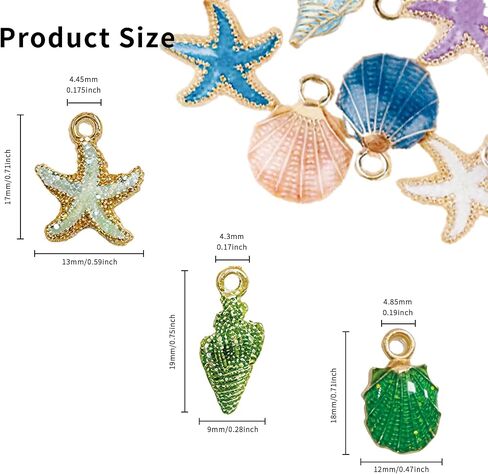 15pcs Starfish Conch Seashell Pendants لصنع المجوهرات Make Diy Ocean موضوع السحر للمينا للحرف اليدوية Sear Shell Conch Charms المعلق in Kuwait