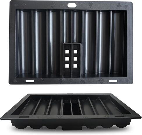 Yuanhe Poker Chip Tray Rack - صينية رقائق طاولة بوكر كازينو البلاك جاك مع فتحتين للبطاقات، سعة 350 شريحة in Saudi Arabia