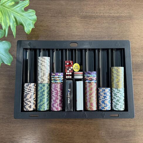 Yuanhe Poker Chip Tray Rack - صينية رقائق طاولة بوكر كازينو البلاك جاك مع فتحتين للبطاقات، سعة 350 شريحة in Saudi Arabia