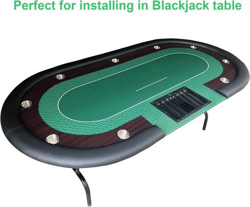 Yuanhe Poker Chip Tray Rack - صينية رقائق طاولة بوكر كازينو البلاك جاك مع فتحتين للبطاقات، سعة 350 شريحة in Saudi Arabia