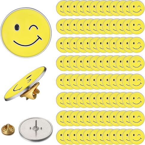 100 Pcs Happy Face Lapel Pins Cute Smile Enamel Pinback Buttons Fun Pins with Butterfly Clasp Zinc Alloy Bulk Enamel Pins Teacher Pins for Students Kids Gifts Clothes Backpacks Decor (Orange) in Saudi Arabia