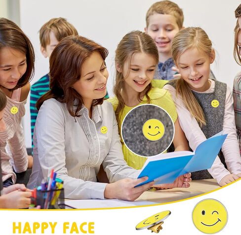 100 Pcs Happy Face Lapel Pins Cute Smile Enamel Pinback Buttons Fun Pins with Butterfly Clasp Zinc Alloy Bulk Enamel Pins Teacher Pins for Students Kids Gifts Clothes Backpacks Decor (Orange) in Saudi Arabia