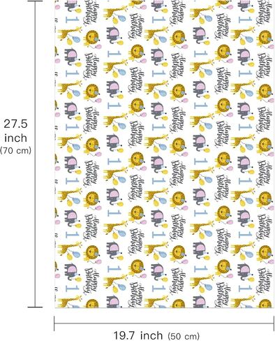 Wrapaholic 1st عيد ميلاد الورق ورقة - 6 أوراق تصميم حيوان لطيف مطوية مسطح لعيد الميلاد ، الحفلات ، استحمام الأطفال - 19.7 بوصة × 27.5 بوصة لكل ورقة in Saudi Arabia