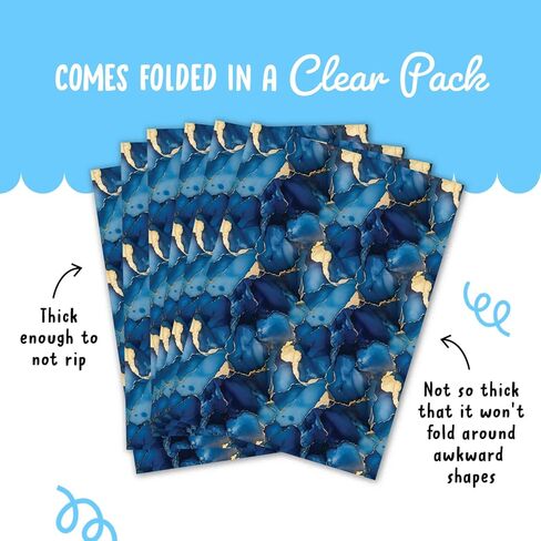 Central 23 Blue و Gold Wrapp Paper - 6 صفائح من التفاف الهدايا الأنيق - ورق الرخام - لقضاء عطلة عيد ميلاد عيد الميلاد - يأتي مع ملصقات in Kuwait