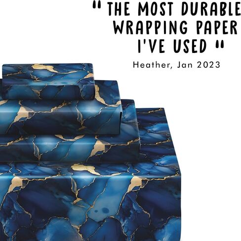 Central 23 Blue و Gold Wrapp Paper - 6 صفائح من التفاف الهدايا الأنيق - ورق الرخام - لقضاء عطلة عيد ميلاد عيد الميلاد - يأتي مع ملصقات in Kuwait