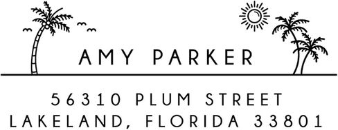 Beach Return Address Self Inking Stamp, Palm Tree Address Stamp, 1 x 2.5 inches in Saudi Arabia