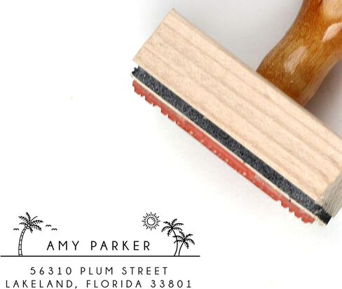 Beach Return Address Self Inking Stamp, Palm Tree Address Stamp, 1 x 2.5 inches in Saudi Arabia