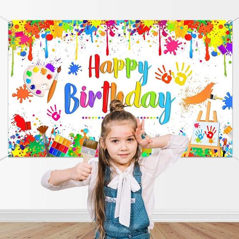 Mocsicka Paint Banner Banner Kids Art Graffiti عيد ميلاد ديكورات الحزب الرسم موضوع عيد ميلاد سعيد الخلفية in Saudi Arabia
