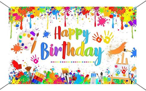 Mocsicka Paint Banner Banner Kids Art Graffiti عيد ميلاد ديكورات الحزب الرسم موضوع عيد ميلاد سعيد الخلفية in Saudi Arabia