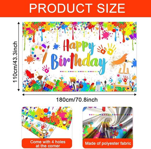 Mocsicka Paint Banner Banner Kids Art Graffiti عيد ميلاد ديكورات الحزب الرسم موضوع عيد ميلاد سعيد الخلفية in Saudi Arabia