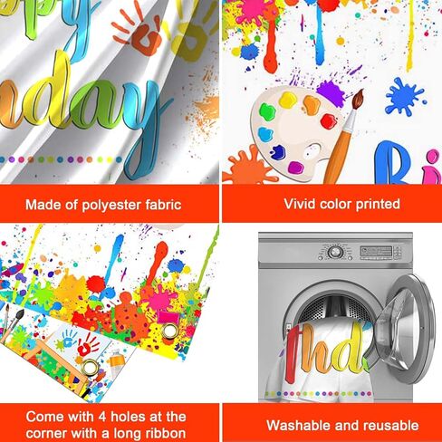 Mocsicka Paint Banner Banner Kids Art Graffiti عيد ميلاد ديكورات الحزب الرسم موضوع عيد ميلاد سعيد الخلفية in Saudi Arabia