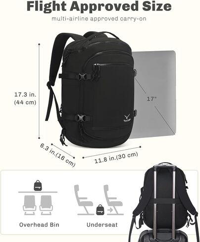 Hynes Eagle Travel Backpack Praftop Propack 17 بوصة خفيفة الوزن معتمدة حمل على حقيبة عنصر شخصية Bag Weekender DayPack 20L أسود in Kuwait