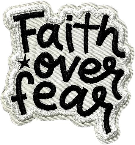 Faith Over Fear Patch Religious Iron On/Sew On Embroidered Patches 3" Motivational Embroidery Patch for Jackets, Backpack, Hat, Uniform DIY Sew On Patches Christian DIY Accessories Gifts 3 Inches in Kuwait