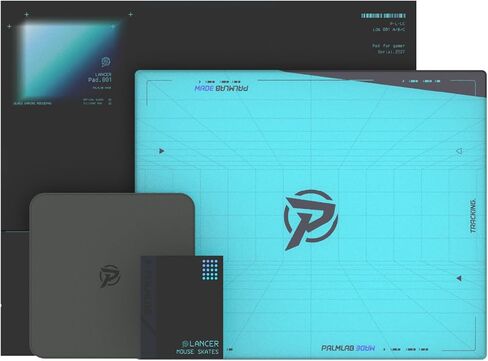Mousepad Glass Glass ، Lancer Pad.001 سطح محجور صغير للتحكم الدقيق والسرعة ، قاعدة السيليكون غير المنقولة ، تشمل 3 أنواع من زلاجات الماوس وقماش الألياف الدقيقة ، 13.4 × 11 بوصة-Tech Blue in Kuwait