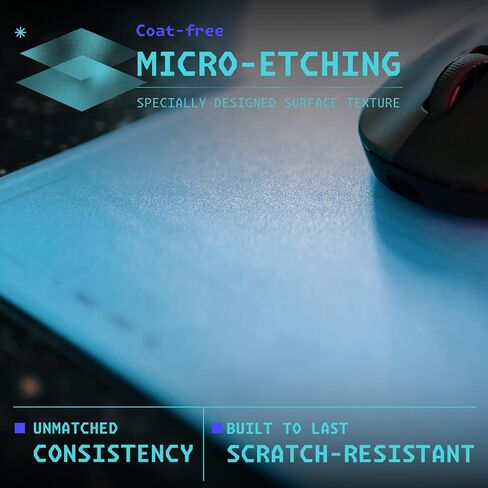 Mousepad Glass Glass ، Lancer Pad.001 سطح محجور صغير للتحكم الدقيق والسرعة ، قاعدة السيليكون غير المنقولة ، تشمل 3 أنواع من زلاجات الماوس وقماش الألياف الدقيقة ، 13.4 × 11 بوصة-Tech Blue in Kuwait