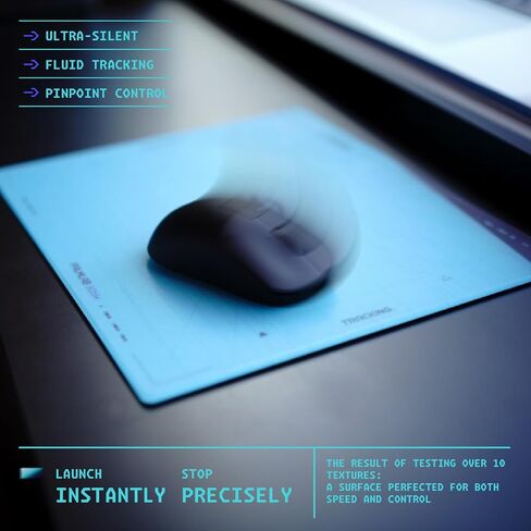 Mousepad Glass Glass ، Lancer Pad.001 سطح محجور صغير للتحكم الدقيق والسرعة ، قاعدة السيليكون غير المنقولة ، تشمل 3 أنواع من زلاجات الماوس وقماش الألياف الدقيقة ، 13.4 × 11 بوصة-Tech Blue in Kuwait