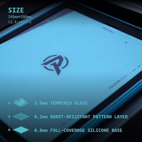 Mousepad Glass Glass ، Lancer Pad.001 سطح محجور صغير للتحكم الدقيق والسرعة ، قاعدة السيليكون غير المنقولة ، تشمل 3 أنواع من زلاجات الماوس وقماش الألياف الدقيقة ، 13.4 × 11 بوصة-Tech Blue in Kuwait