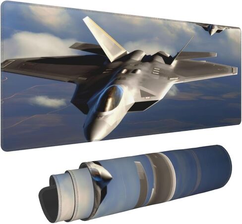U.S. Air Force F-22 Raptor in The Sky Mouse Pad, 31.5 x 11.8 in Rubber Base Mouse Pad with Stitched Edges for Office Home in Saudi Arabia