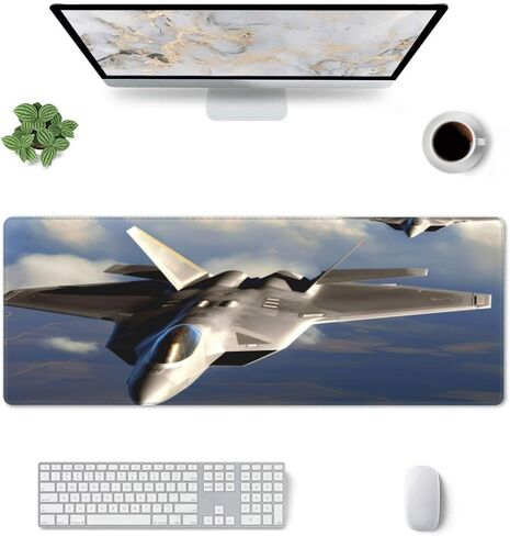 U.S. Air Force F-22 Raptor in The Sky Mouse Pad, 31.5 x 11.8 in Rubber Base Mouse Pad with Stitched Edges for Office Home in Saudi Arabia
