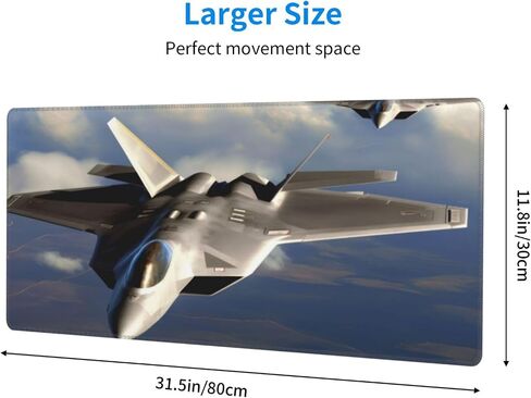 U.S. Air Force F-22 Raptor in The Sky Mouse Pad, 31.5 x 11.8 in Rubber Base Mouse Pad with Stitched Edges for Office Home in Saudi Arabia