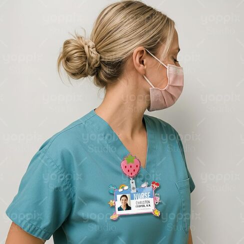 6 Pcs Badge Buddy Pin Holder, Glitter Acrylic Badge Buddy Topper Pin Holder for Nurse Accessories for Nursing Medical Healthcare in Kuwait