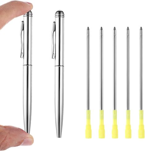 Mini Pens 7 Pack Small Ballpoint Pen with 5 Refills 4 Inch Rotating Pocket Pens Tiny Metal Short Wallet Black Compact Pen for Notebook Office Note Taking Signature Teachers Notepads Tool in Saudi Arabia