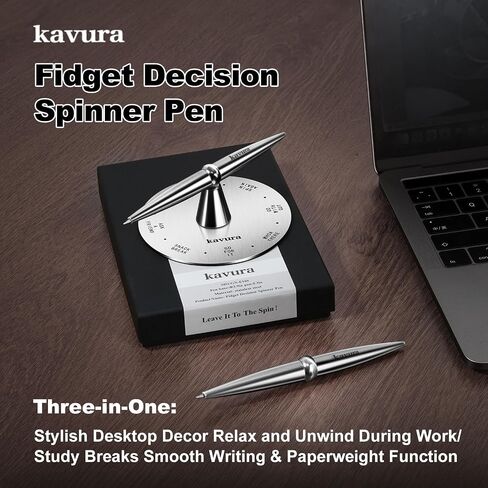 Fidget Decision Spinner Pen - 3-in-1 Magnetic Stress Relief Tool, Refillable Silver Metal Pen, Fun Decision Maker and Office Desk Decor, Unique Gift for Teens & Adults, Luxury Pen Set in Saudi Arabia