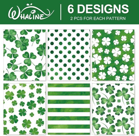 Whaline 12 Sheet Day Patrick's Day Wapping Paper Watercrock Gaft Wrap Paper Green Green Paper Plate Flat For Spring Birthday Baby Shower Crafts Supplies ، 19.7 × 27.6 inch in Saudi Arabia