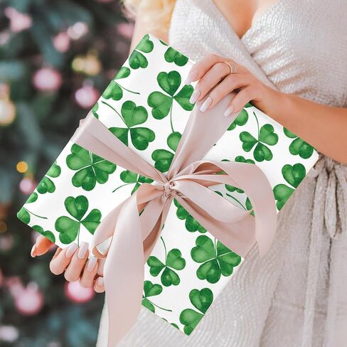 Whaline 12 Sheet Day Patrick's Day Wapping Paper Watercrock Gaft Wrap Paper Green Green Paper Plate Flat For Spring Birthday Baby Shower Crafts Supplies ، 19.7 × 27.6 inch in Saudi Arabia
