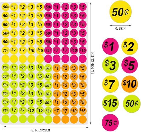 ملصقات أسعار بيع المرآب القابلة للإزالة ، 2100pcs 3/4 بوصة ملصقات أسعار مبيعات الفناء ، وعلامات صانعة مقاومة للماء ، وعلامات أسعار ملونة مسبقًا لأسواق السلع المستعملة ، ومعارض المقاطعة واستخدام التجزئة in Kuwait