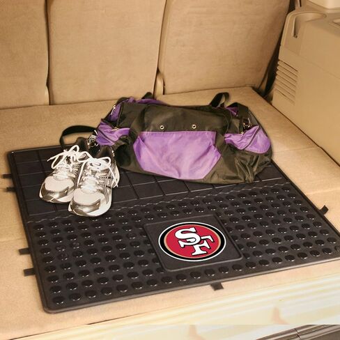 FANMATS 8902 San Francisco 49ers مجموعة سجادة سيارة من الفينيل شديدة التحمل مكونة من قطعتين، سجادات أرضية الصف الأمامي، حماية من جميع الأحوال الجوية، ملاءمة عالمية، تصميم خزان عميق، 45.72 سم × 68.58 سم in Saudi Arabia