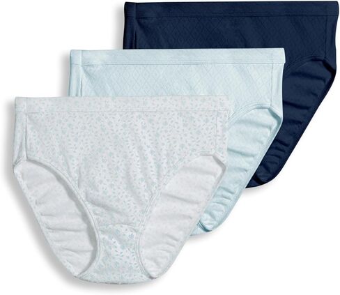 Jockey Women's Underwear Elance Breathe French Cut - 3 Pack, Flowing Fine/Frothy Blue/Navy, 10 in Saudi Arabia