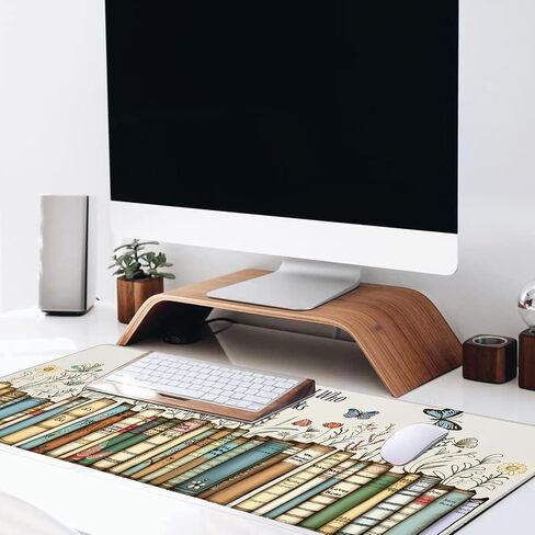 Just a Girl Who Loves Books Large Gaming Desk Mat,Rubber Non-Slip Floral and Butterfly Mouse Pad,31.5x11.8x0.12in Extended Book Mousepad,Game Lover Mice Pads Gifts,Office Home Deskmat Decor in Kuwait