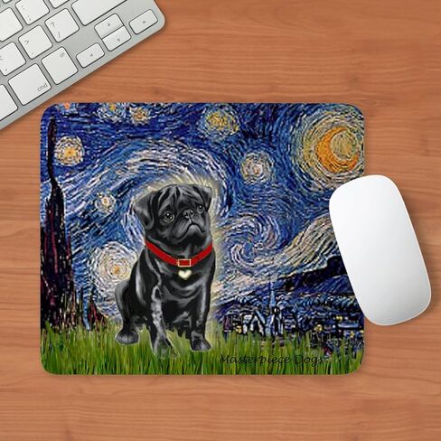 CafePress Starry Night/Black Pug Mousepad Non-Slip Rubber Gaming Mousepad in Saudi Arabia