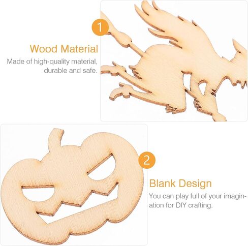 20Pcs Halloween Wood Cutouts Pumpkin Witch Cutout Unfinished DIY Painting Wooden Slices Embellishment Party Decor Woodsy Decor Witch Decor in Saudi Arabia