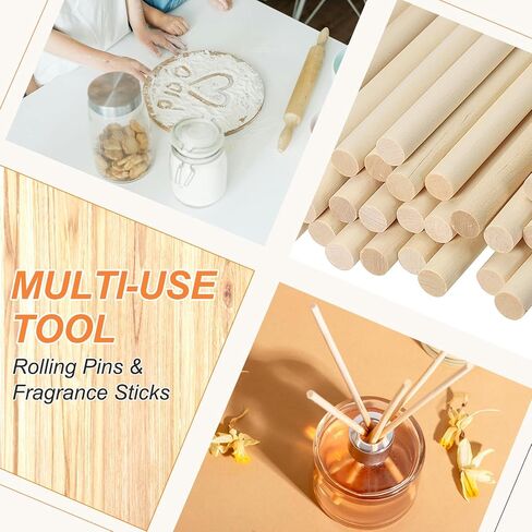 PATIKIL 3/4 x 4 Inch Wooden Dowel Rod, 5 Pcs Wood Dowels Unfinished Round Wood Sticks Hardwood Sticks for Craft DIY Projects Home Decor, Natural Color in Saudi Arabia