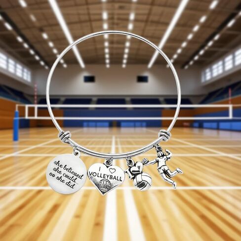 DYJELWD Basketball Softball Volleyball Bangle Bracelet School Team Sports Fan Gifts for Her in Saudi Arabia
