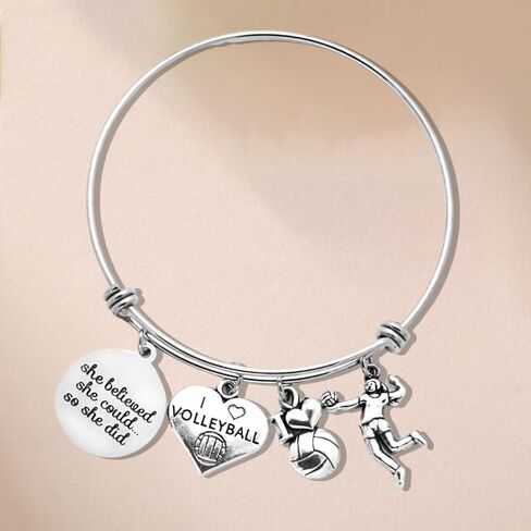 DYJELWD Basketball Softball Volleyball Bangle Bracelet School Team Sports Fan Gifts for Her in Saudi Arabia