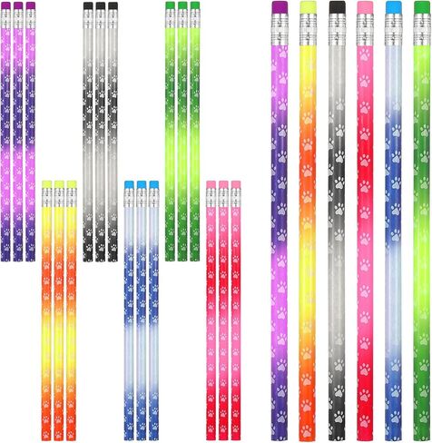 Chinco 30 Pcs Paw Print Color Changing Pencils for Kid Bulk Colorful Paw Print Party Favors Wooden Heat Activated Dog Pencils with Erasers for School Classroom Prizes Novelty Birthday Gift Decoration in Saudi Arabia